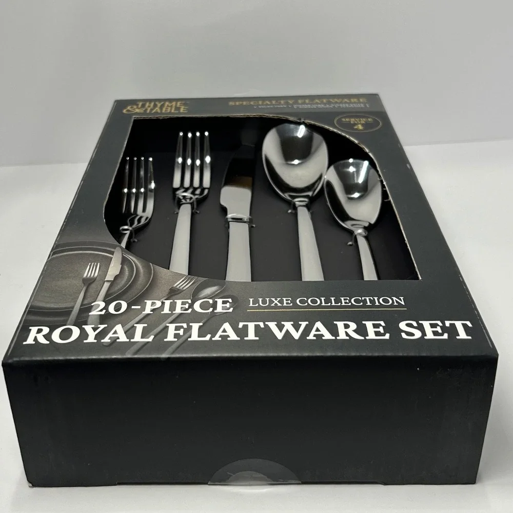 Thyme & Table Royal Flatware Set 20-Piece Luxe Collection Stainless Steel